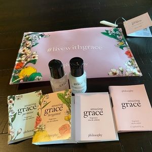 Philosophy Amazing Grace cosmetic bag with samples